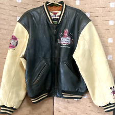 Disney Store Trader Mickey Heavy Lambskin leather varsity jacket 90's lg vtg picture