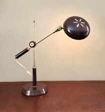 MID CENTURY MODERN OXBLOOD RED ARTICULATING FLEXIBLE ARM MUSHROOM DOME DESK LAMP picture