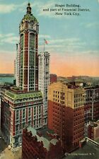 1910's NYC Postcard Singer Building & part of Financial District New York NYC259 picture