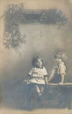 Two Children Real Photo Postcard rppc picture