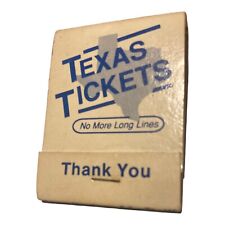 Vintage Texas Tickets Matchbook Full “No More Long Lines” Dallas Texas RARE picture