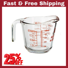 Hocking 2 Cups Glass Clear/Red Measuring Cup picture
