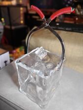 Vintage MCM Lucite Acrylic Ice Bucket Cube w Tong Handle 15 ½” Tall Vintage picture