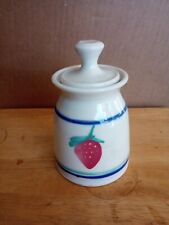 Old World Pottery Cherryfield MAINE Strawberry Sugar Dish by Mann Handmade Mint picture