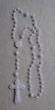 Vintage Roman Catholic Children's Rosary Prayer Beads, White Plastic Round Beads picture