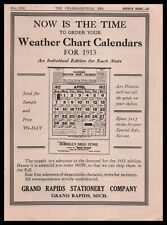 1912 Grand Rapids MIchigan Stationery Weather Chart Calendars Vintage Print Ad picture