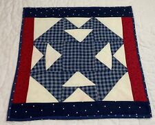 Antique Patchwork Quilt Table Topper, Early Calicos, 9 Patch With Triangles, T’s picture
