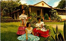 Women in postcard Costa Rican typical dresses postcard picture