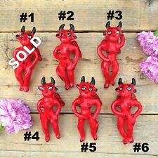 Red Girl Devils Flirty SOLD SEPARATELY Clay Ornaments Handmade Mexican Folk Art picture