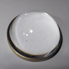 Vintage Glass Magnifying Dome Round Paperweight With Brass Edge Clear Glass 3