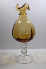 Vintage AMBER GLASS DECANTER  No Stopper Italian Made Blown Glass picture