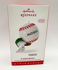 Hallmark Keepsake Peanuts Slugger Snoopy Baseball Personalize Ornament 2016 NEW picture