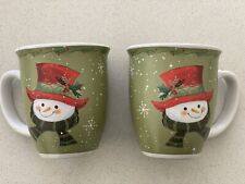 Collectible Pair Christmas Mug - Olive Colored Porcelain picture