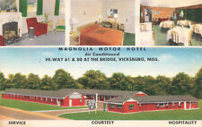 VINTAGE VICKSBURG MS ROADSIDE POSTCARD MAGNOLIA MOTOR MOTEL 1953 061122 R picture