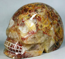7.91lb NATURAL Red / Yellow PHANTOM MULTI-INCLUSIONS Rainbow CRYSTAL skull reiki picture