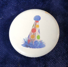 Vintage BIRTHDAY PARTY HAT Pinback Button ~1.25 inch picture