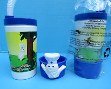 FS NIP PILLSBURY DOUGHBOY, SPROUT & FRIENDS DRINKING BOTTLE w CUP HOLDER & STRAW picture