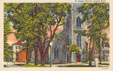 Postcard MA: St. Anne's Church, Lowell, Massachusetts, Linen Vintage 1940's picture
