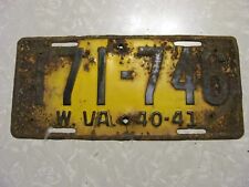1940 - 41 WEST VIRGINIA LICENSE PLATE  picture
