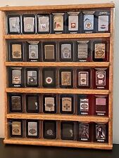 solid oak zippo lighter display case for them  in there package tins picture