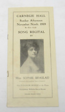 Sophie Braslau U.S. Opera Singer 1919 Song Recital Carnegie Hall Program ORIG picture