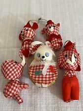 lot of vintage gingham christmas fabric ornaments mouse and elephants. picture