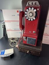 VTG Converted Antique RARE RED Western Bell Payphone Telephone 3 coin Slot picture