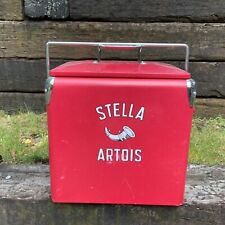 Vintage Stella Artois Red Metal Cooler Picnic Basket Beer Advertising picture