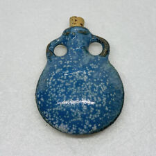 Rare 1960s Handmade Ceramic Mini Drinking Flask 3.5” Blue Pottery Art 26 picture