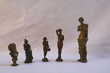 MAGNIFICENT 5 PIECES OF 19C FRENCH BRONZE MINITUARE FIGURINES  picture