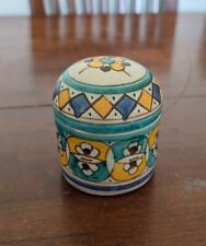 Signed Vintage Moroccan Style Ceramic Trinket Jar or Jewelry Box early 1990's picture