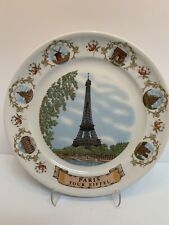 Vintage PARIS France Landmarks Plate Tour Eiffel, Notre Dame, L’Arc de Triomphe picture