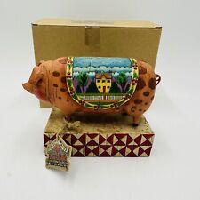 Jim Shore Pig Figurine Quilt Country Heritage Enesco Heartwood Creek 117142 2003 picture