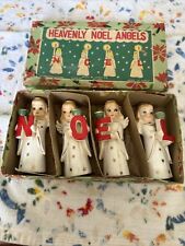 VTG 4 PIECE SET HEAVENLY NOEL ANGEL CANDLE HOLDERS BY COMMODORE JAPAN picture
