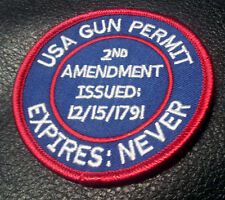 MY GUN PERMIT RIGHT TO BEAR ARM 2ND AMENDMENT 3 INCH OVAL GUN PERMIT PATCH picture