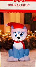 RARE NEW 3.5 FT TALL CHRISTMAS HOLIDAY HUSKY DOG SANTA HAT INFLATABLE BY GEMMY picture