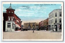 Burlington Wisconsin WI Postcard Chestnut Street Exterior c1924 Vintage Antique picture