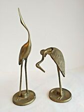 Mid-Century 1970s Brass Crane Pair Statues Figurines   #16516 picture