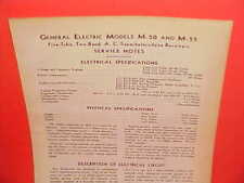 1935 GE GENERAL ELECTRIC HOME RADIO SERVICE MANUAL MODELS M-50 & M-55  picture