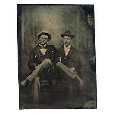 Arm Around Young Man Tintype c1870 Affectionate Gay Int 1/6 Plate Photo A3409 picture