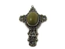 Gorgeous Vintage Cross Pendant Green Center See Through Design picture
