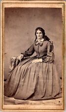 Handsome Woman in Fancy Dress, c1860s CDV Photo, #2117 picture