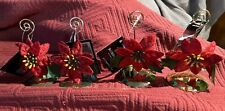 NEW ROBERT STANLEY RED POINSETTIA PLACE CARD HOLDERS SET OF 4 picture
