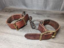 Vintage Western Cowboy Leather Horse Hobbles Iron Chains, Brass Buckles, Copper picture