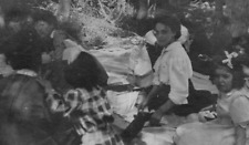 6P Photograph 1908 Candid Snapshot Family Picnic Woman Girl  picture