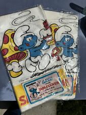 Set Of 2 - Vintage Smurf Paper Tablecloth 1982 Cake Mushrooms. New Old Stock. picture