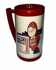 Vintage 70s Thermo-Serv Budweiser Bud Man Leaning on Sign Beer Mug Stein Plastic picture