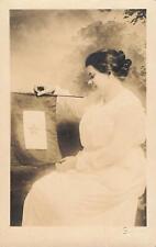 1918 RPCC 4th Liberty Loan Parade Woman Holding Patriotic Mourning Flag Father picture
