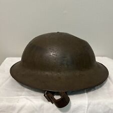 Original WW1 Metal Brodie Helmet W/Leather Chin Strap, Liner Adjustment picture
