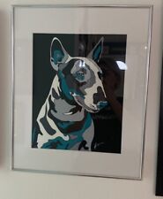 Bull Terrier Art 20”x 16” By Kroma Signed Framed Print picture